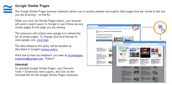 Google Similar Pages beta