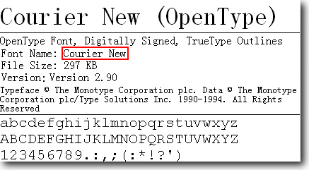 TrueType- Courier New