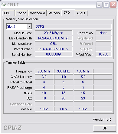 SPD  GeIL Ultra GX22GB6400C4USC